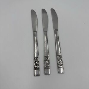 Vintage Flatware National Stainless Korea "Laureen" Lot‎ of 3 Dinner Knives